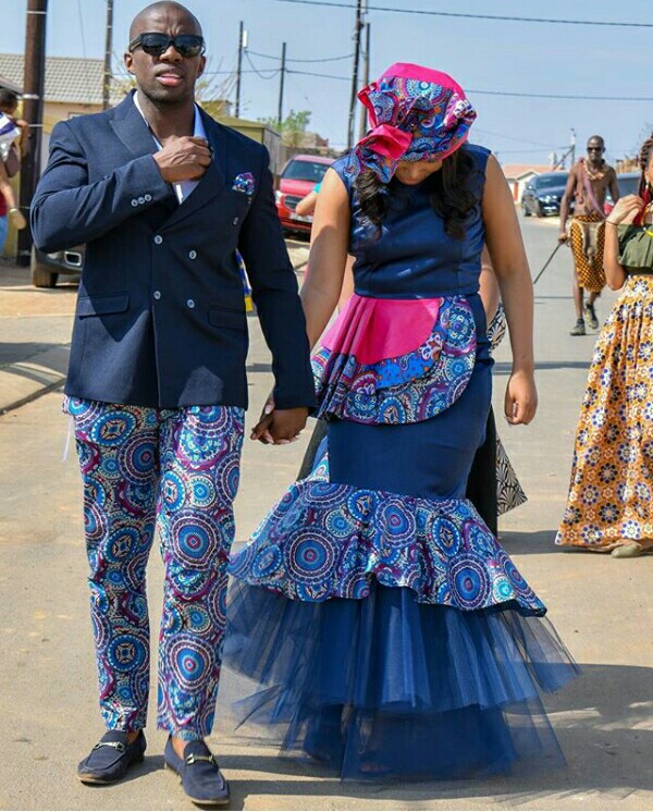 Shweshwe Inspired Traditional Outfits for Couple – styles 2d