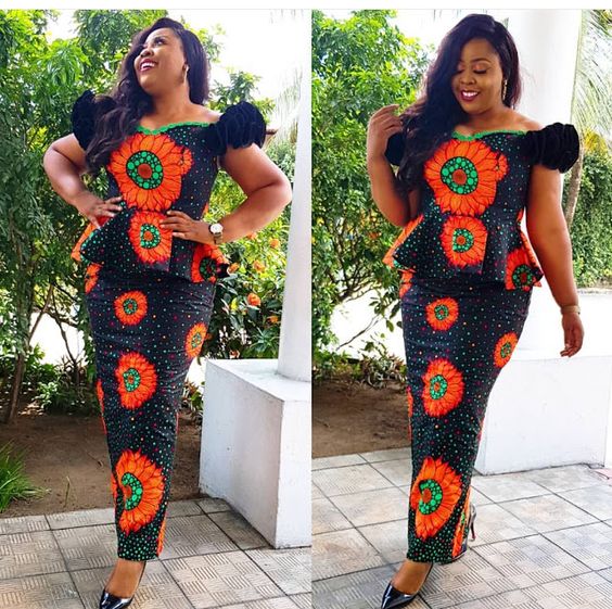 Beautiful Ankara Mixed Peplum Dress For Ladies – styles 2d