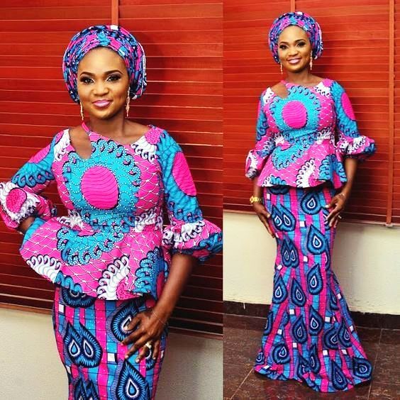 Beautiful Ankara Mixed Peplum Dress For Ladies – styles 2d