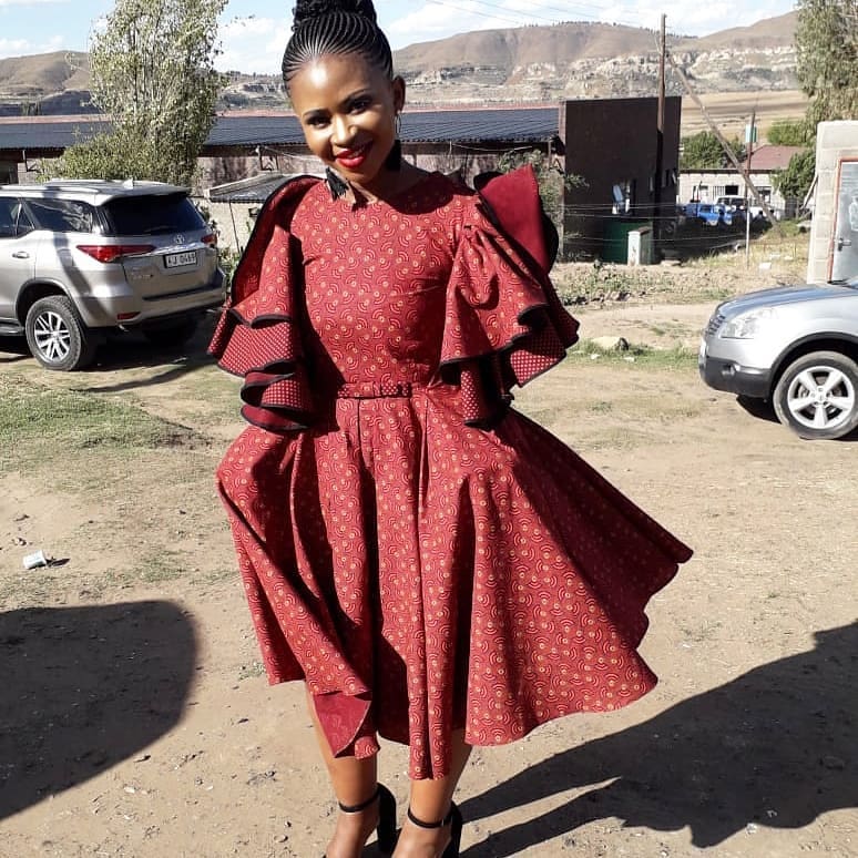 Best Lesotho Shweshwe Traditional Weddings Dresses Styles 2d